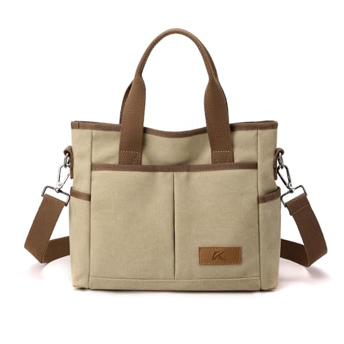 Image of Crossbody Bags for Women Trendy Small Canvas Hobo Tote Top-handle Handbag Multi-pocket Casual Going Out Purse Satchel