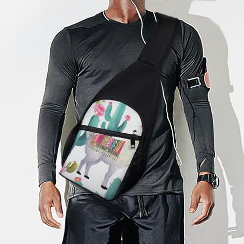 Mochila tipo sling Llama Cactus Flower para viaje y deporte miniatura 7