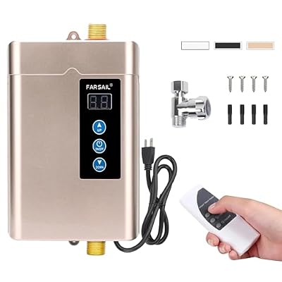 Tankless Water Heater Electric,110v 3000w Instant Water Heater with Remote Control, Water Temperature Regulating and Adjustable Temperature, LCD Digital Display for Kitchen and Bathroom,Gold