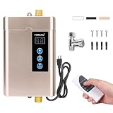 Tankless Water Heater Electric,110v 3000w Instant Water Heater with Remote Control, Water Temperature Regulating and Adjustable Temperature, LCD Digital Display for Kitchen and Bathroom,Gold