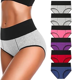 Eiggam Underwear for Women Cotton High Waist Panties Full Coverage Briefs Soft Strech Ladies Breathable Panties-Multi Pack
