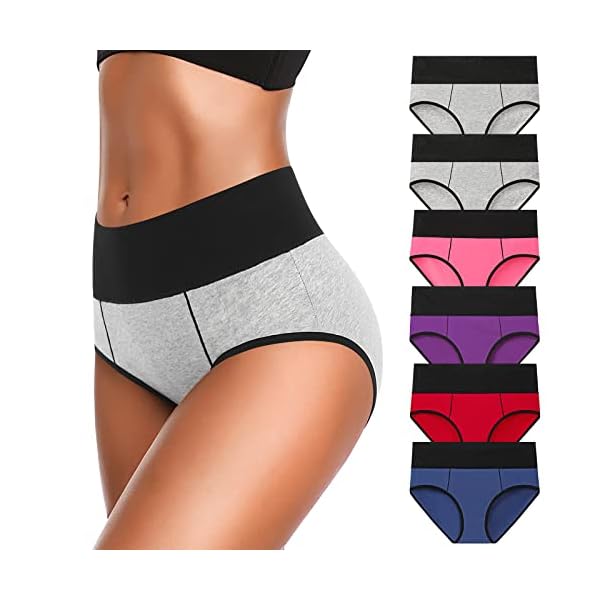 Eiggam Underwear for Women Cotton High Waist Panties Full Coverage Briefs Soft Strech Ladies Breathable Panties-Multi Pack