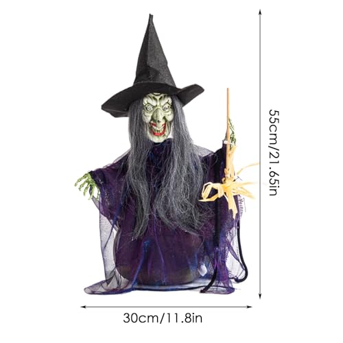 Décoration de sorcière activée par la voix avec yeux LED rouges Halloween - 3
