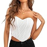 SZIVYSHI Strapless Corset Top for Women, Open Back Bustier, Aesthetic Exotic Cute Y2k Hourglass Shap