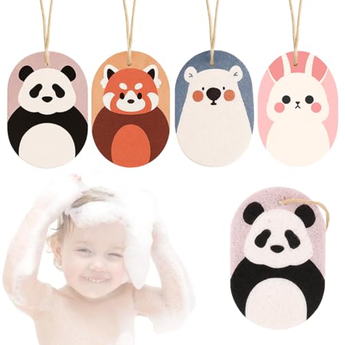 JEYORZY 4 Piezas Esponja Baño Bebe, Esponja Baño Niños, Esponja Bebe, Esponja Baño Infantil, Esponja Ducha Bebe, Esponja Ducha Niños, Esponja de Konjac para el Baño, Esponjas Hidrófilas, Linda Forma