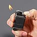 Ambrogio.L Pipe Lighter - Genuine Leather Soft Flame Refillable Butane Lighters for Men Black Brushed