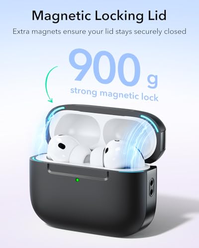 Image of ESR for AirPods Pro 3 Case (USB-C), Compatible with MagSafe, Magnetic Lid Lock, Full Drop Protection Cover with Lanyard, Pulse Series, Black