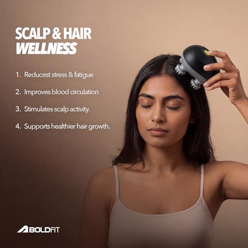 Boldfit Electric Scalp Massager Black Midnight Black - Image 5
