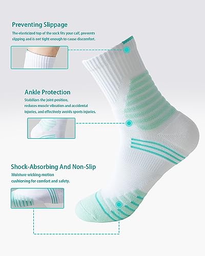 Men Compression Socks Athletic Cushioned Crew Sock Running 3 PC with Arch Support Sports Ankle Socks 9-132