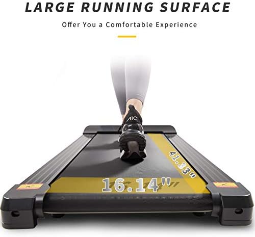 UMAY Portable Treadmill with Foldable Wheels, Under Desk Walking Jogging Machine Flat Slim Treadmill, Sports App, Installation-Free, Remote Control, Jogging Running Machine for Home/Office