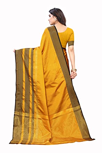 Image of VJ Fashion Women Cotton Silk Saree With Blouse Piece freesize