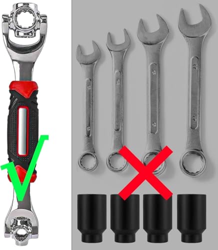 Image of 48 in 1 Tiger Wrench Tool | 48 Tools In One with 360 Degree Rotating 6-Point Head Works With Spline Bolts - Tiger wrench 48 in 1 Swivel Head Multi Tool - Spanner Tool for Home and Car Repair