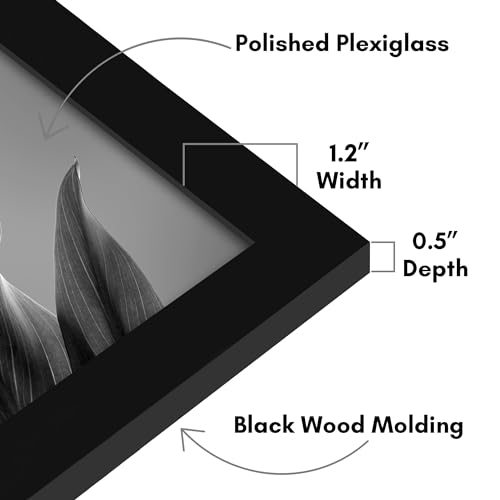 Americanflat 20x32 Poster Frame with Polished Plexiglass - Black Picture Frame - Wide Photo Frames Made of Engineered Wood for Vertical or Horizontal Wall Display - Epic Collection - Black