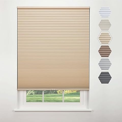 Linen AVENUE Cordless Standard Blackout Cellular Shade 36 W x 48 H, Muslin (Arrives 1/4" Narrower) Cover