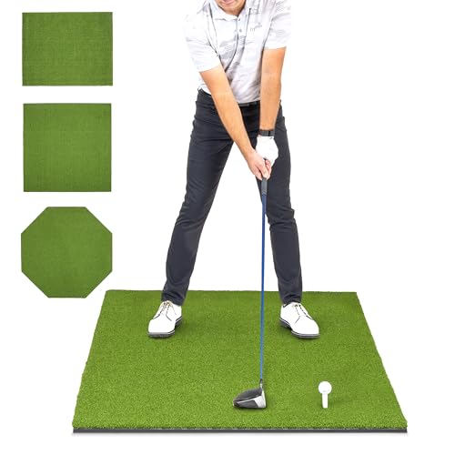 GoSports Golf Hitting Mat - Elite 5 x 3 ft - 5 mm Artificial Turf Training Mat for Indoor/Outdoor Swing Practice, Includes 3 Rubber Tees
