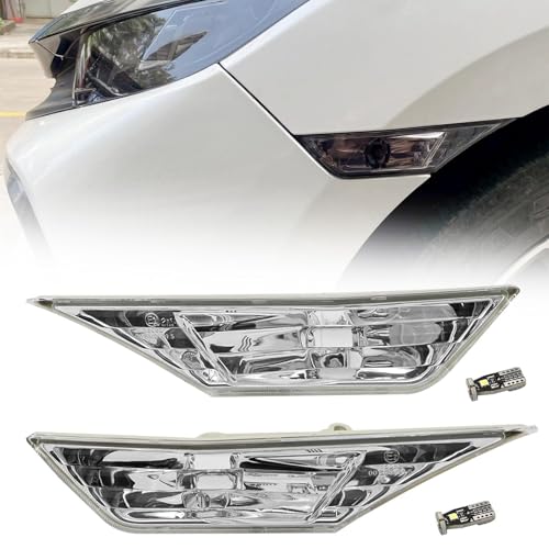 NLQR Side Marker Turn Signals Light With Led Bulbs Compatible with Honda Civic Sedan Coupe Hatchback 2016 2017 2018 2019 2020 2021 2022 34300-TET-H01 34350-TET-H01