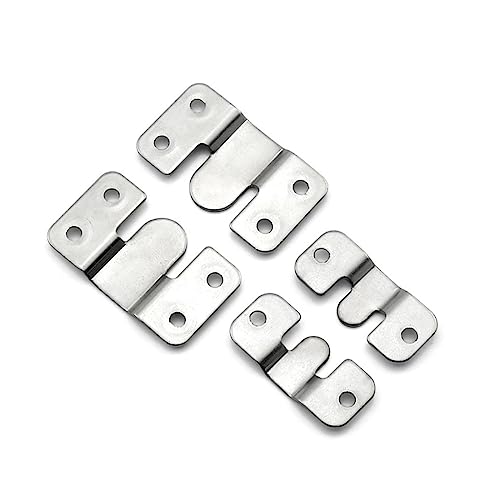 Image of Flush Mount Bracket ,Interlock Hanging 1Pcs Headboard Wall Picture Hanger Display Hook Stainless Steel Interlocking Photo Frame Hardware, Small, Silver