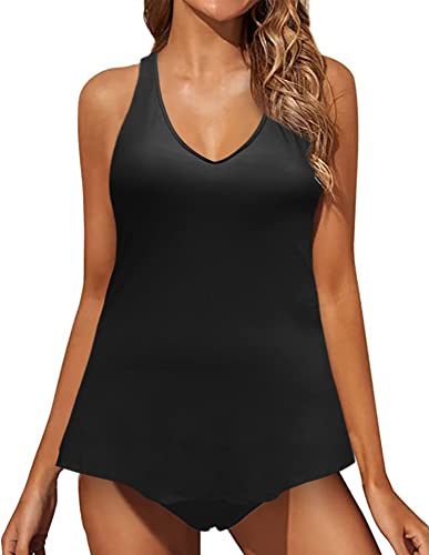 JFAN Bañador Mujer Traje de baño de una Pieza Cuello en V Cintura Alta Tankini Traje de baño sin Espalda Falda de natación Halter Bikini