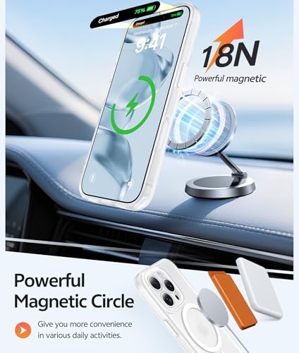 Image of FNTCASE for iPhone 16 Pro Case: [Compatible with Magsafe] Translucent Matte Cases with [Full Camera Protection] [Screen Protector] Military Grade Shockproof Protective Phone Cover - White