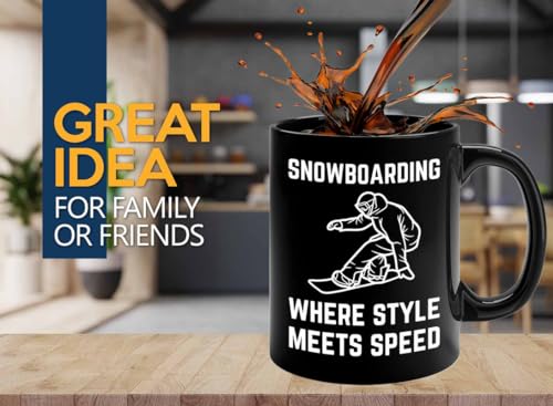 Luxe Gifting Snowboarder Coffee Mug 11oz Black - meets speed - Snowboarder Cup Snowboarding Gift For Snowboard Lovers Snowboarder Son Snowboarder Daughter