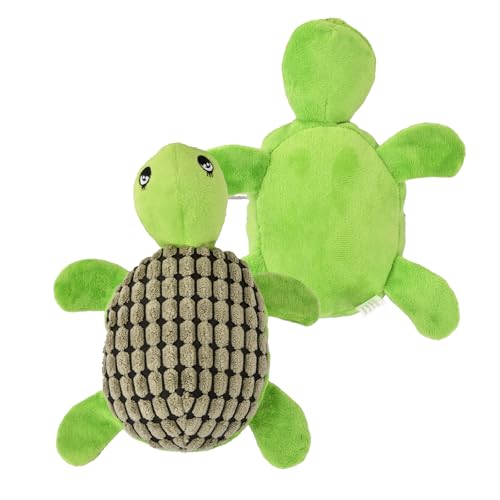 DecorDwell Plüschtier für Hunde, Quietschendes Hundespielzeug, Hundespielzeug mit Niedlich Plüsch Schildkröte Muster, Haustierspielzeug für Welpen Kleine, Mittelgroße Hunde, Robust und Langlebig