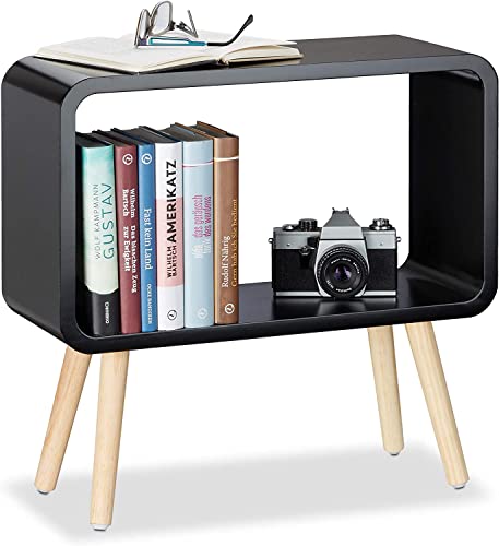 Image of Device Bas with BROWN ART SHOPPEE Bookcase Nightstand Side End Table Bedroom: Bed Side Coffee Table Living Room Bedside Small Spaces Magazine Stand With Storage Engineered Wood Modern Furniture(Black)