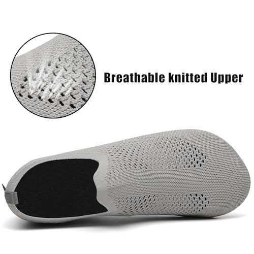 SAGUARO Hausschuhe Damen Herren Pantoffeln Leicht Atmungsaktiv Hüttenschuhe Rutschfest Geschlossene Sockenschuhe Home Flache Slippers, Grau 42/43EU