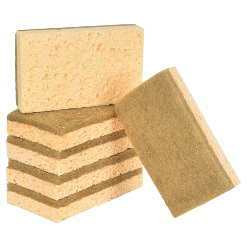 Esponja de cocina natural, 6 unidades, biodegradable, esponja de cocina compostable, reutilizable, para el hogar, cocina, baño, coches, cristal, ventana