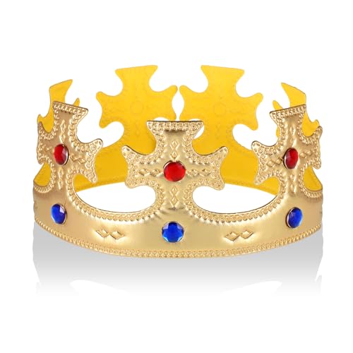 Apausvcm - Königskronenhut,Krone König,Krone Mittelalter König,Geburtstag Königskrone Hüte,Goldene Königskronen für Erwachsene,Kronen Partyhut für Königin Prinzessin Märchen Adel Accessoire Kostüm Karneval