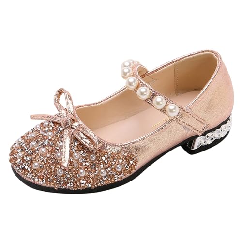 IWIHMIV Girls Dress Shoes Comfortable Mary Jane Shoes for Girl Ballet Low Heels Back to School Princess Wedding Shoes