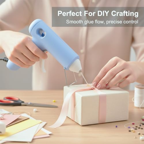 Image of Mini Hot Glue Gun Kit with 40 Glue Sticks - 20W Fast Preheating, Hot Glue Gun and Sticks Set for DIY Arts, School Crafts and Quick Home Repairs - Blue