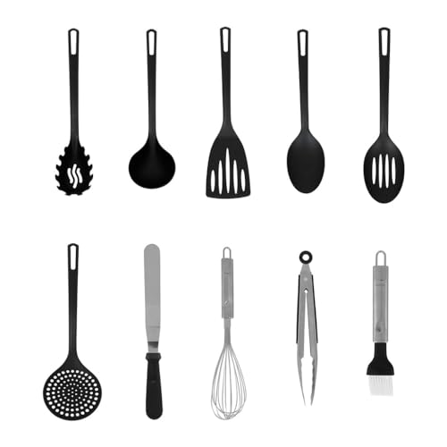 Hola-Buenos días 540253 Utensilios de cocina 10 piezas Acero inoxidable y...