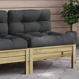 QJBSAVVA Gartensofa ohne Armlehnen 63x63 cm Kiefernholz imprägniert anthrazit Kissen...