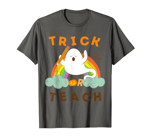 Groovy Halloween Trick Or Teach Cute Ghost Teacher Women Maglietta