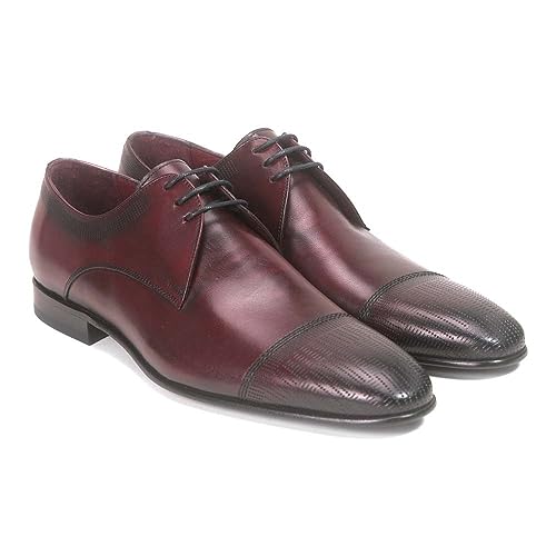 Image of Golden Pass Men's Burgundy Cap Toe Leather Sole Oxfords Dress Shoes