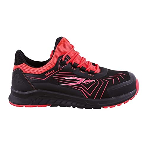 BETA Scarpa Antinfortunistica da Donna 0-Gravity 7356LN in Microfibra Idrorepellente Colore Nero Inserti Corallo
