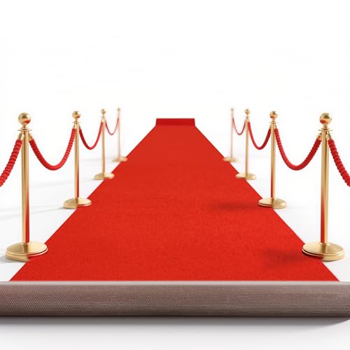 EZLucky 3x10 ft Red Carpet Runner for Party, 450GSM Heavy Duty Aisle Rug with Non-Slip Rubber...