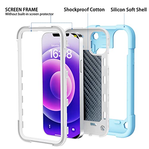 Image of MARKILL Compatible with iPhone with Built-in 360Rotating Ring Stand, Military Grade Drop Protection Full Body Rugged Heavy Duty Case Durable Cover (Ice Blue, iPhone 12 /12Pro 6.1 inch)