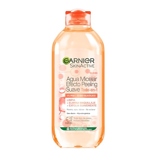 Garnier Agua Micelar Efecto Peeling Suave. Limpia, Desmaquilla y Exfolia. Todo Tipo de Pieles Incluso Sensibles 400ML
