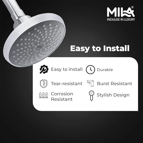 Image of Mila Premier Rain Shower| Chrome Finish Round Overhead Shower | Φ190mm Ceiling Mounted | ABS Body| Single Function Rainfall Shower for Broad Coverage & Water Efficiency| (Without Arm)