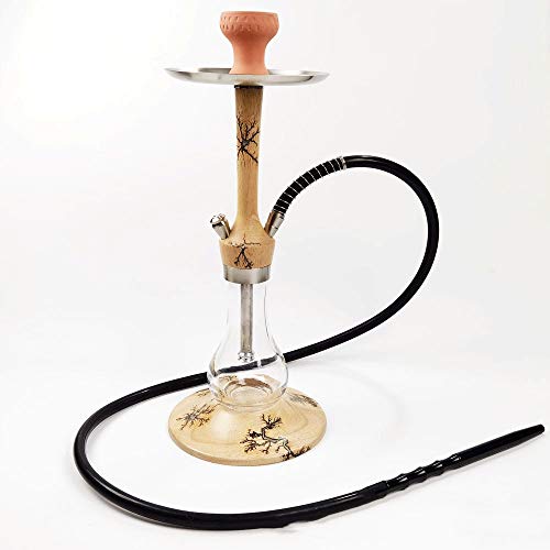 JYXZM Shisha Shishah Moderne Stil Holz Shisha-Pfeife mit Silikonschlauch Tonthukahschüsselzangen - Glühen Sie nachts