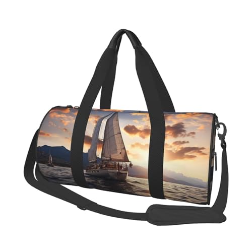 Travel Duffle Bag Weekender Bags for Men Women with Shoe Compartment Large Capacity Weekender Overnight Bag Sailing Boat Carry On Tote Bags Sport Gym Bag for Travel Yoga, Black, One Size