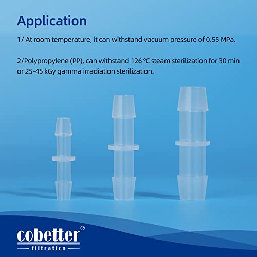 Cobetter Straight Hose Barb Fittings Equal Barbed Pharmaceutical Polypropylene Through Tube Fitting Connector Adapter Joint, Pack Of 10 (1/8"Hb) #TOP1