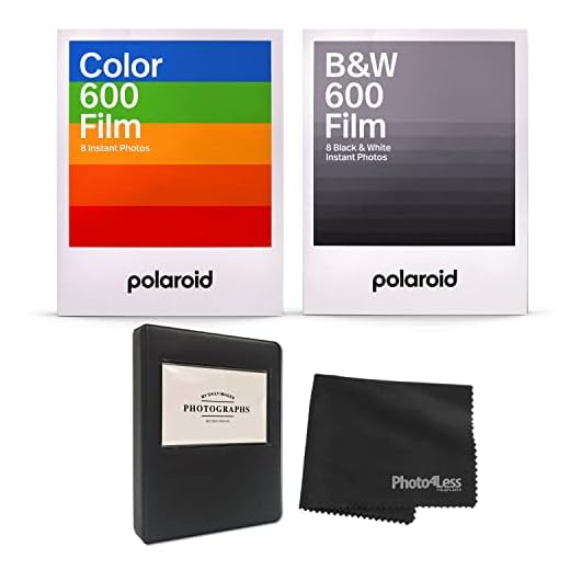 Polaroid Black & White Instant Film for 600 (8 Exposures) Color Instant Film for 600+ Album + Cloth