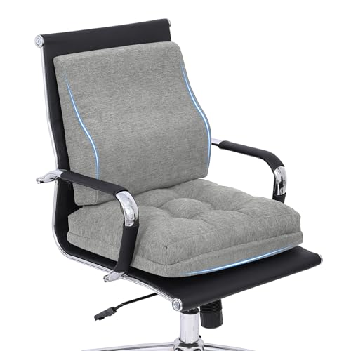 TanYoo 椅子クッション 腰クッション 2点セット 座布団 腰痛まくら 低反発+高反発二層構造 適当柔らかさ腰枕 背もたれ ランバーサポート お尻が痛くならない座布団 オフィスチェア用・椅子用・車椅子用 (グレー)