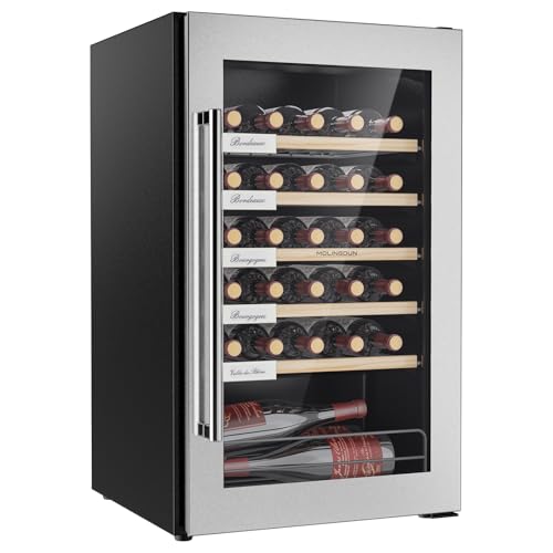 Image of Wine Fridge, 33 Bottles Freestanding Wine Cooler, Intelligent Compressor, Frost Free, Stainless Steel Door, 41-64℉ Digital Temperature Control, for Red, White, Champagne or Sparkling Wine