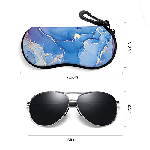 Image of Sunglasses Soft Case with Carabiner Ultra Light Neoprene Zipper Glasses Case