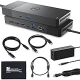 Dell WD19S Docking Station Bundle with 130W Power Adapter (90W Power Delivery) - USB Type-C, HDMI, Dual DisplayPort with HDMI Cable + Display Port Cable + USB-C Cable - Microfiber Cloth Included