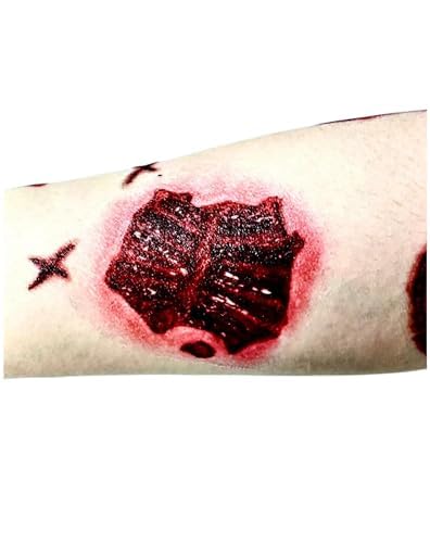 Miniatura 6 de Tatuajes temporales de cicatriz de Halloween, impermeable, 3D, para fiesta de zombies, tatuaje temporal, simulación realista de herida de sangre