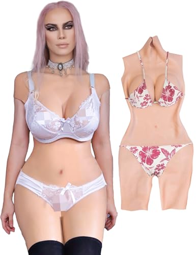 Crossdresser Silicone Bodysuit Silicone Breast Forms Fake Vaginal for C-G Cup for Crossdressers Transgender